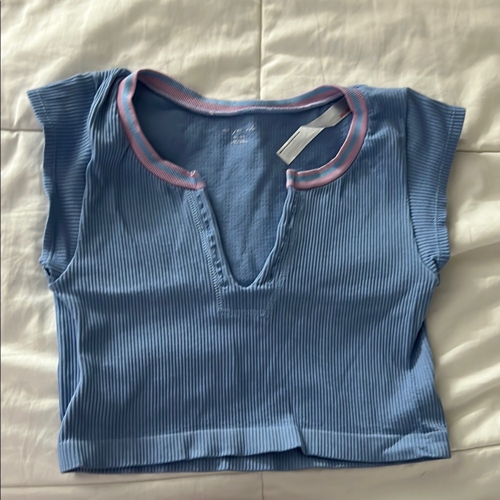 Urban Outfitters Blue Ribbed Top